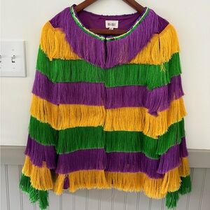 Super fun Mardi Gras fringe jacket